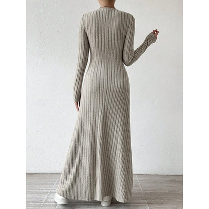 Kessoro women's ribbed long-sleeve fitted maxi dress with an elongating silhouette