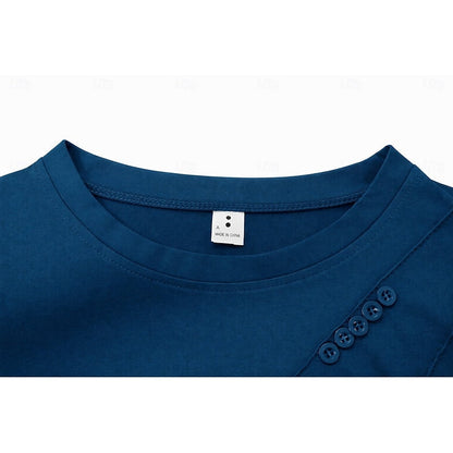 Kessoro Women's Draped Button-Detail Blouse in blue, red, yellow and more colours, image 3 of 8.